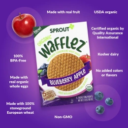 Sprout Organic, Вафли Wafflez, голубика и яблоко, 5 упаковок, 18 г