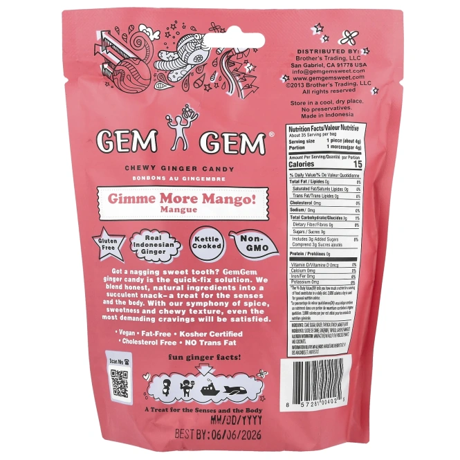 Jayone, Chewy Ginger Candy, Gimme More Mango, 141,8 г (5 унций)