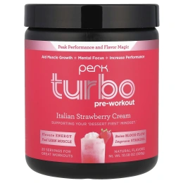 Perk Energy, Hyper, предтренировочный комплекс, итальянский клубничный крем, 300 г (10,58 унции)