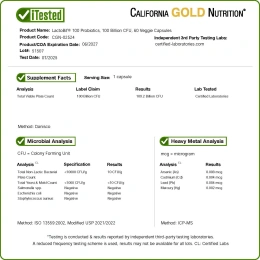 California Gold Nutrition, LactoBif® 100, пробиотики, 100 млрд КОЕ, 60 растительных капсул