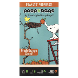 Original Poop Bags, Peanuts®, апельсин, 8 рулонов, 15 пакетиков в каждом