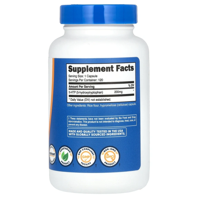 Nutricost, 5-HTP, 200 мг, 120 капсул