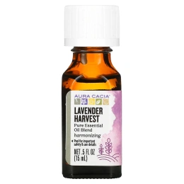 Aura Cacia, 100% чистое эфирное масло «урожай лаванды», 0.5 жидкой унции (15 мл)