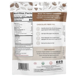 Organic Traditions, Fiber Fuel Smoothie Boost, шоколад, 300 г (10,6 унции)