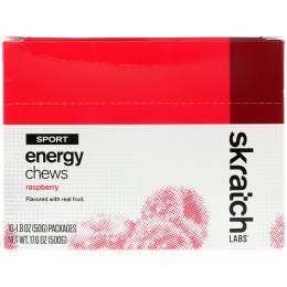 SKRATCH LABS, Sport Energy Chews, Raspberry, 10 Pack, 1.8 oz (50 g) Each