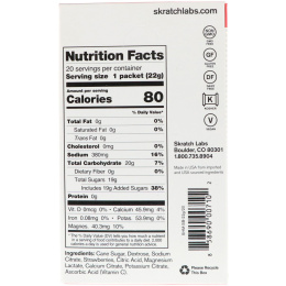 SKRATCH LABS, Sport Hydration Drink Mix, Strawberries, 20 Pack, 0.8 oz (22 g) Each