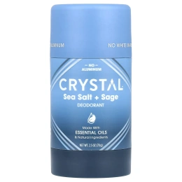 Crystal Body Deodorant, Обогащенный магнием дезодорант, морская соль + шалфей, 70 г (2,5 унции)