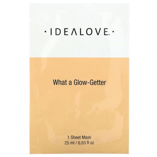 Idealove, What a Glow-Getter, тканевая косметическая маска для сияния кожи, 1 шт., 25 мл (0,85 жидк. унции)