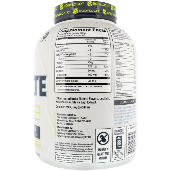 Bodylogix, Натуральный изолят, Стручки ванили, 4 фунта (1,8 кг)