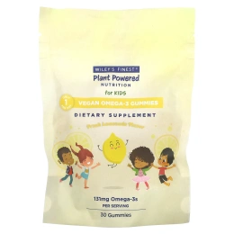Wiley's Finest, Plant Powered Nutrition, веганские жевательные мармеладки с омега-3, для детей, свежий лимонад, 131 мг, 30 жевательных таблеток