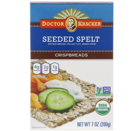 Dr. Kracker, Богатые клетчаткой хлебцы из пшеницы, 8 хлебцов, 7 унций (200 гр)