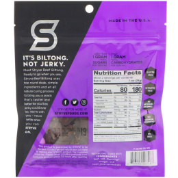Stryve Foods, Protein Snacks, Gourmet Beef Biltong, Original, 2.25 oz (64 g)