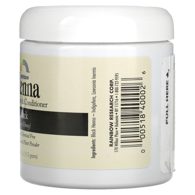 Rainbow Research, Хна, краска для волос и кондиционер, черный, 113 г