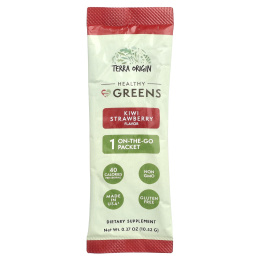 Terra Origin, Healthy Greens, киви и клубника, 15 пакетиков On the Go, 10,52 г (0,37 унции) каждый