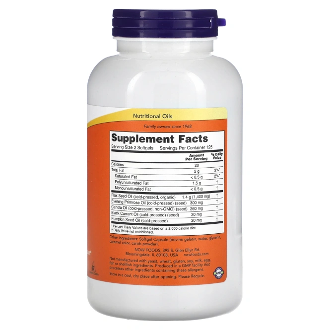 Омега 3-6-9 NOW FOODS 1000 мг, 250 мягких капсул