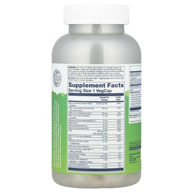 Solaray, Solaray, Энергия на целый день, Мультивитамины, 180 вегетарианских капсул