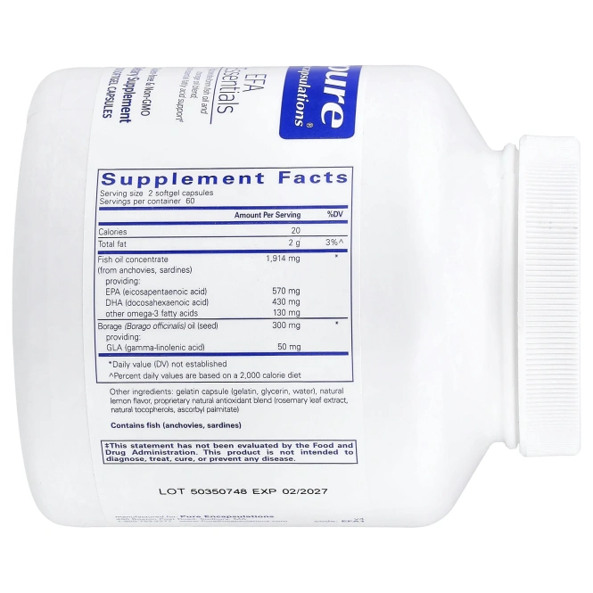 Pure Encapsulations, EFA Essentials, 120 Softgel Capsules