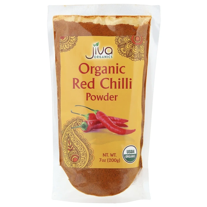 Jiva Organics, Органический порошок из красного перца чили, 200 г (7 унций)