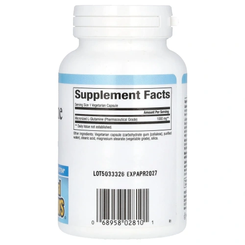Natural Factors, Микронизированный L-глютамин, 1000 мг, 90 вегетарианских капсул