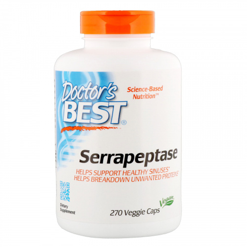 Doctor's Best, Серрапептаза, 270 капсул в растительной оболочке