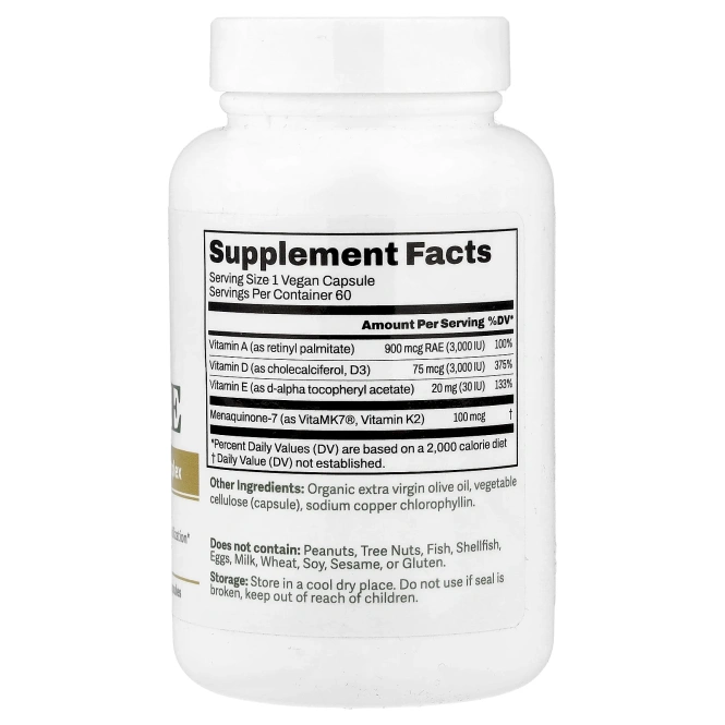 Dr. Murray's, витамины K2, A, D3, E, 60 веганских капсул