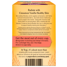 Yogi Tea, Здоровая кожа, без кофеина, корица и ваниль, 16 чайных пакетиков, 1,12 унции (32 г)