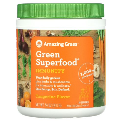 Amazing Grass, Green Superfood, Иммунитет, мандарин, 7,4 унции (210 г)