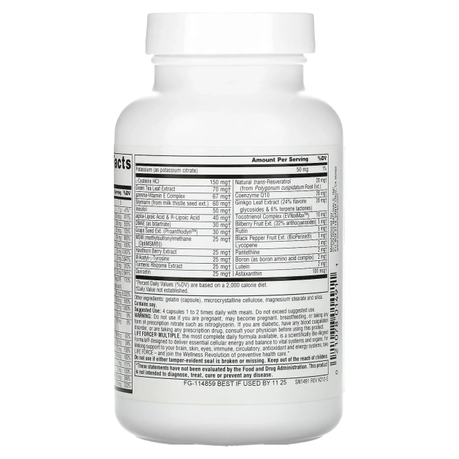 Source Naturals, Комплексная жизненная сила, не содержащая железа, 120 капсул