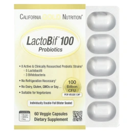 California Gold Nutrition, LactoBif® 100, пробиотики, 100 млрд КОЕ, 60 растительных капсул