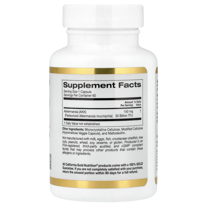 California Gold Nutrition, Akkermansia 30B, аккермансия, 60 вегетарианских капсул