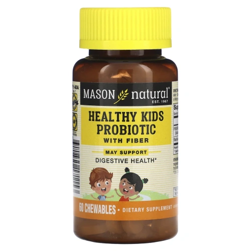 Mason Natural, Здоровые дети Пробиотик с клетчаткой, 60 жевательных таблеток