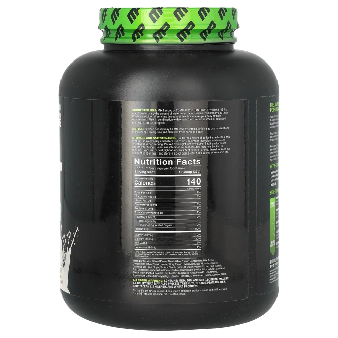 MusclePharm, Порошок Combat, повышенный период  усвоения белка, вкус печенья с кремом, 4 фунта (1814 гр)