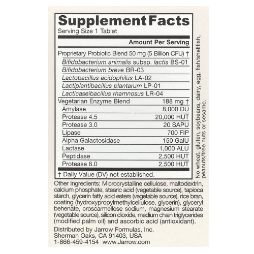 Jarrow Formulas, Jarro-Dophilus, Digest Sure, 30 двухслойных таблеток