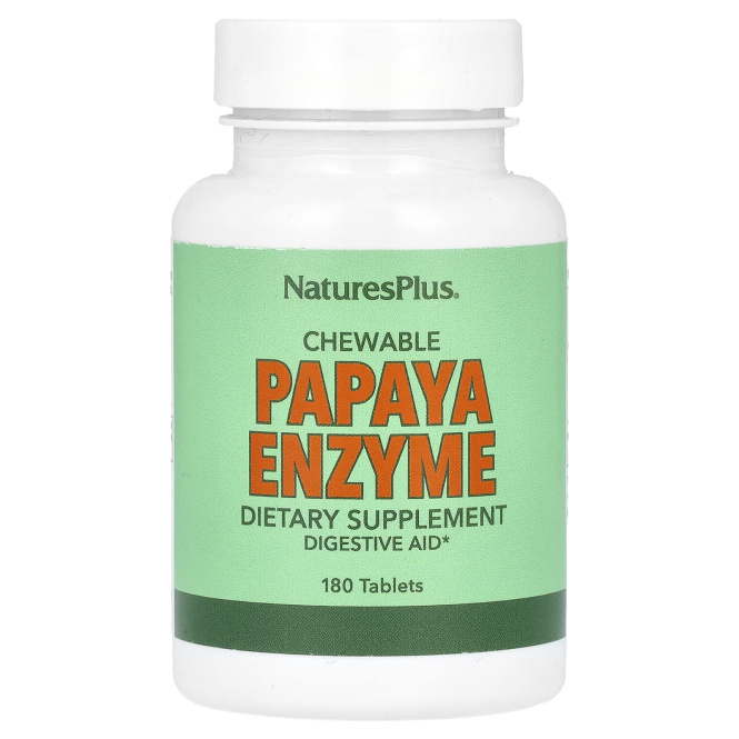 NaturesPlus, Жевательная добавка с ферментами папайи, 180 таблеток