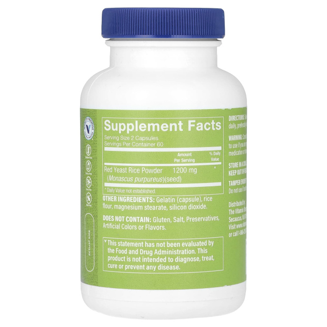 The Vitamin Shoppe, красный ферментированный рис, 1200 мг, 120 капсул (600 мг в 1 капсуле)