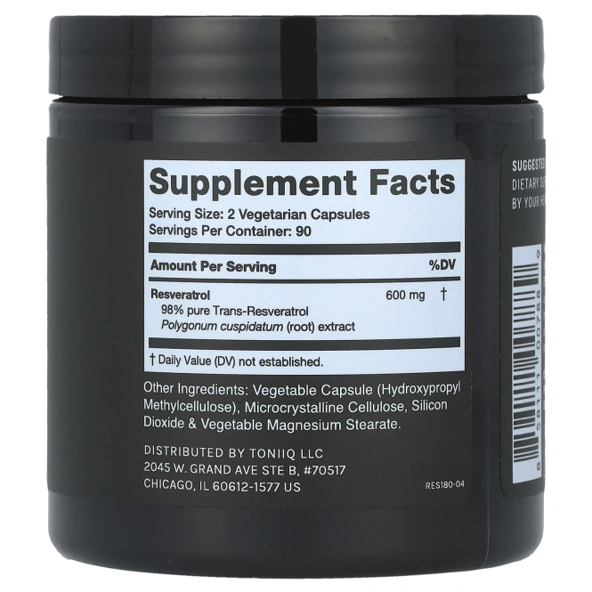 Toniiq, Ресвератрол, 180 капсул (300 мг на капсулу)