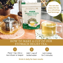 DelighTeas, Ayurvedic Stomach Relief & Happy Liver, травяной чай для выведения токсинов, рассыпчатая смесь, без кофеина, 140 г (5 унций)