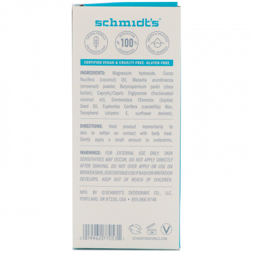 Schmidt's, Формула для чувствительной кожи, без запаха, 3,25 унции (92 г)