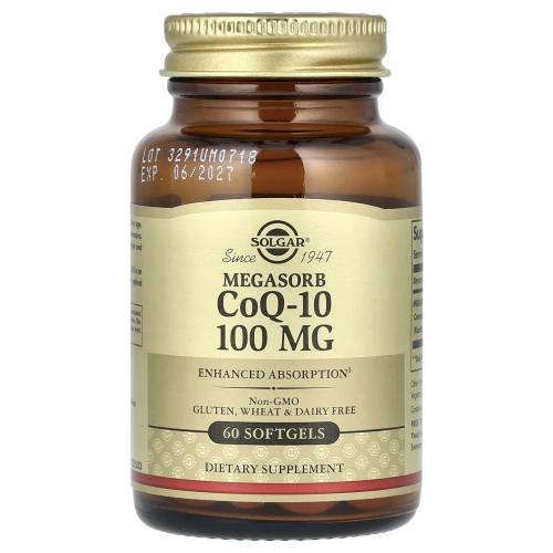 Solgar, Мегасорб CoQ-10, 100 мг, 60 мягких капсул