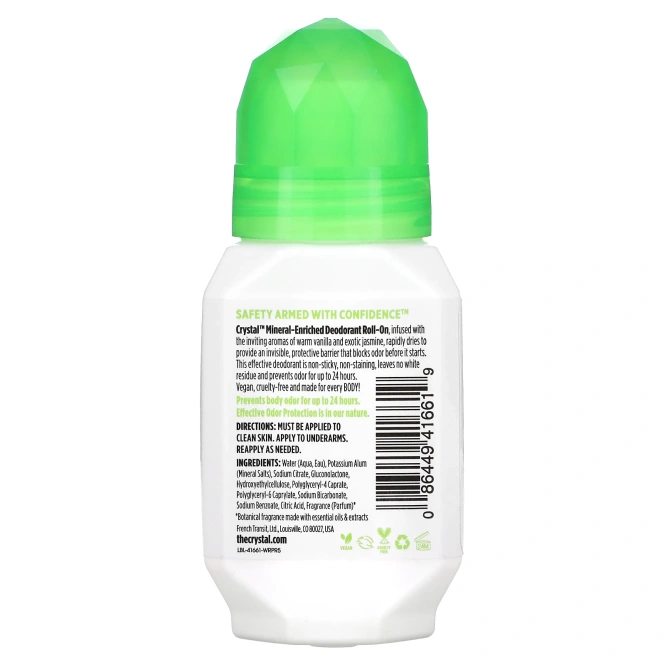 Crystal Body Deodorant, Натуральный шариковый дезодорант, Ваниль и жасмин, 2,25 ж. унц.(66 мл)