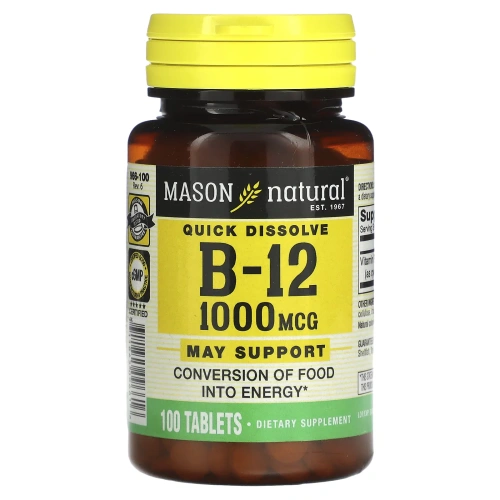 Mason Natural, Витамин B-12, 1000 мкг, 100 таблеток