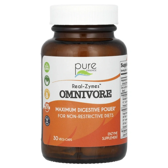 Pure Essence, Real-Zymes, Omnvore, 30 растительных капсул