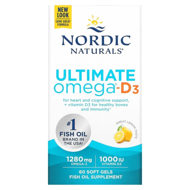 Nordic Naturals Ultimate Omega-D3 лимон 1000 мг, 60 капсул