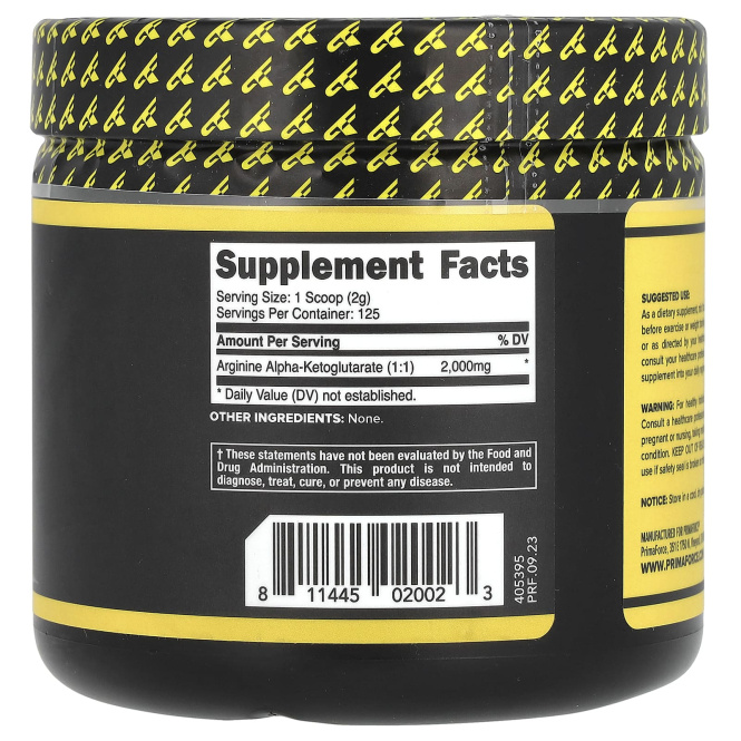 Primaforce, ААКГ, Аргинин Альфа-Кетоглутарат, порошок без вкуса, 250 г