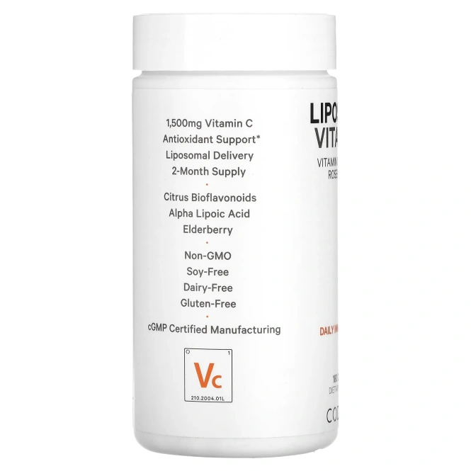 Codeage, витамины, липосомальный витамин C+, витамин C, кверцетин, шиповник, цинк, 180 капсул