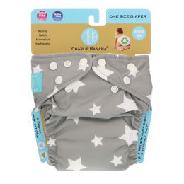 Charlie Banana, Reusable Diapering System, Grey, One Size Diaper, 1 Diaper