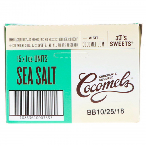 Cocomels, Органический продукт, карамель из кокосового молока в шоколаде, морская соль, 15, 1 унц. (28 г) каждая