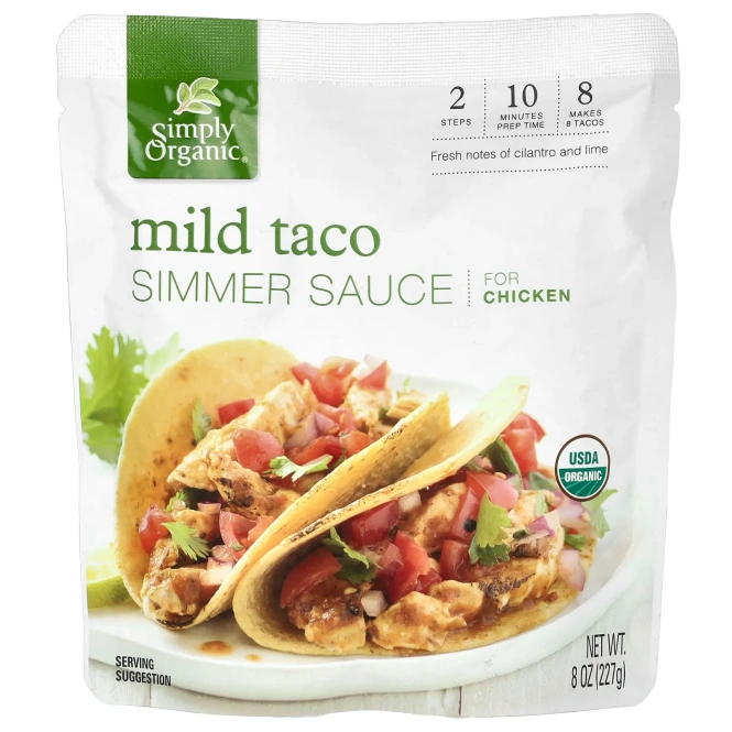 Simply Organic, нежный соус тако для курицы, 227 г (8 унций)