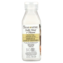 Creme Of Nature, Смесь сливочного масла и семена льна, кондиционер двойного действия, средство для расчесывания и скольжения, ополаскивание и несмываемый продукт, 355 мл (12 жидк. унц.)