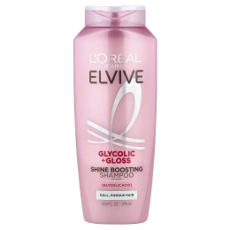 L'Oréal, Elvive, гликолевая + блеск, системный шампунь для усиления блеска, тусклые и порьные волосы, 375 мл (12,6 жидк. унции)